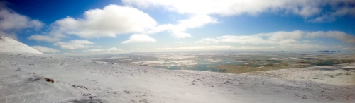 4 May 2014 - Panoramic view of near-shore pack ice drifting north with the current. View is from SSE to W. 