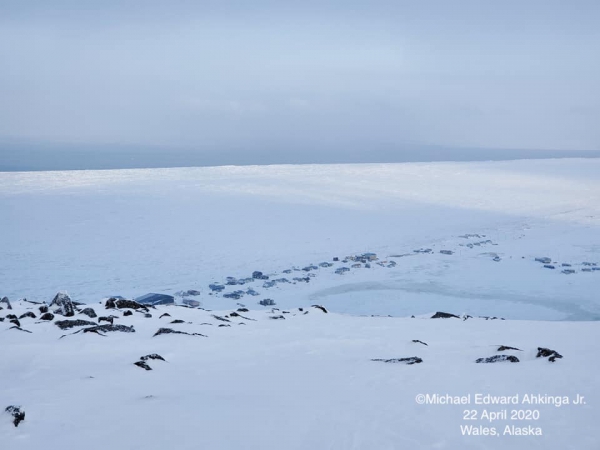 Sea ice conditions in Wales on 22 April 2020.