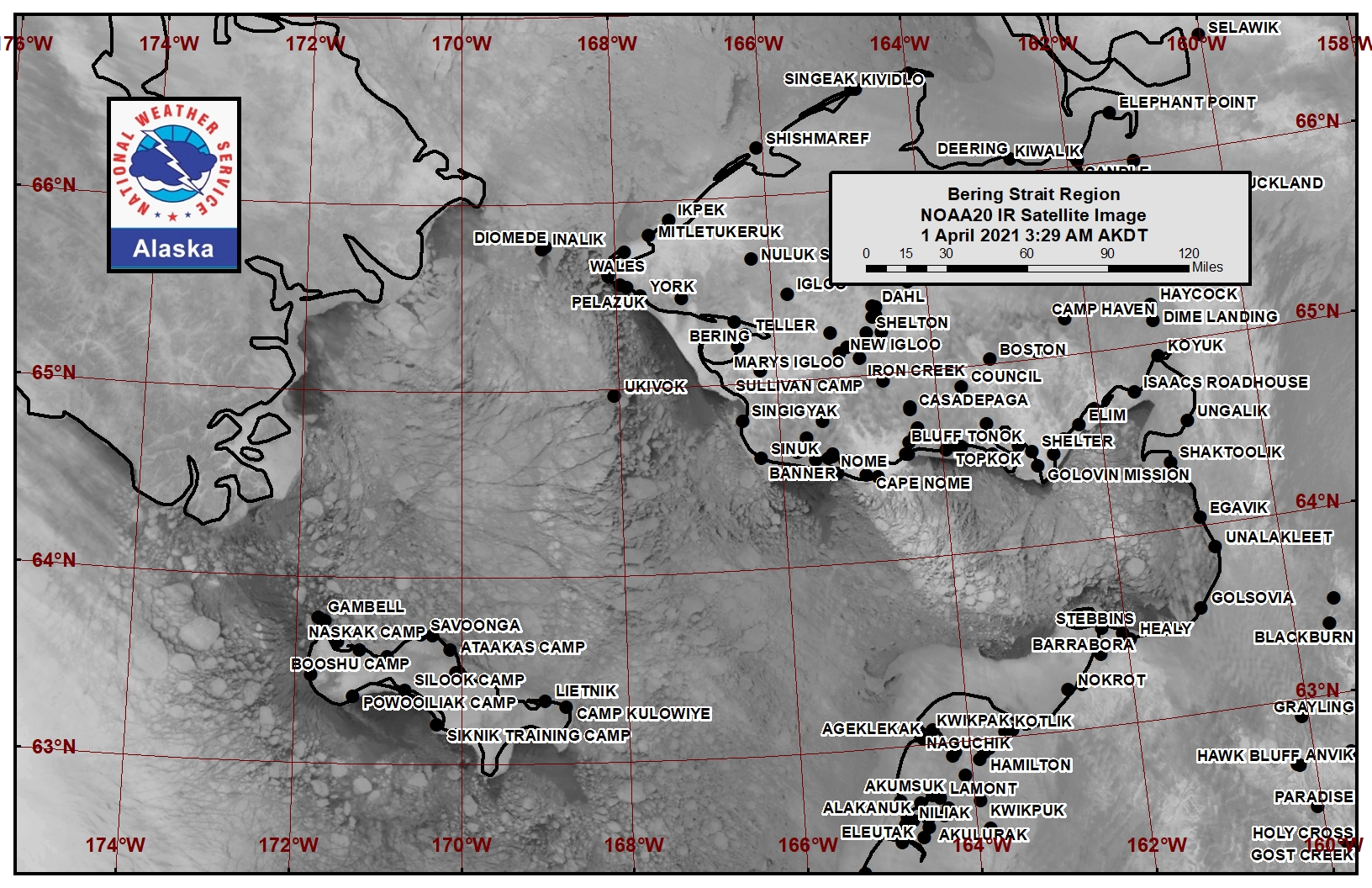 Bering Strait satellite image