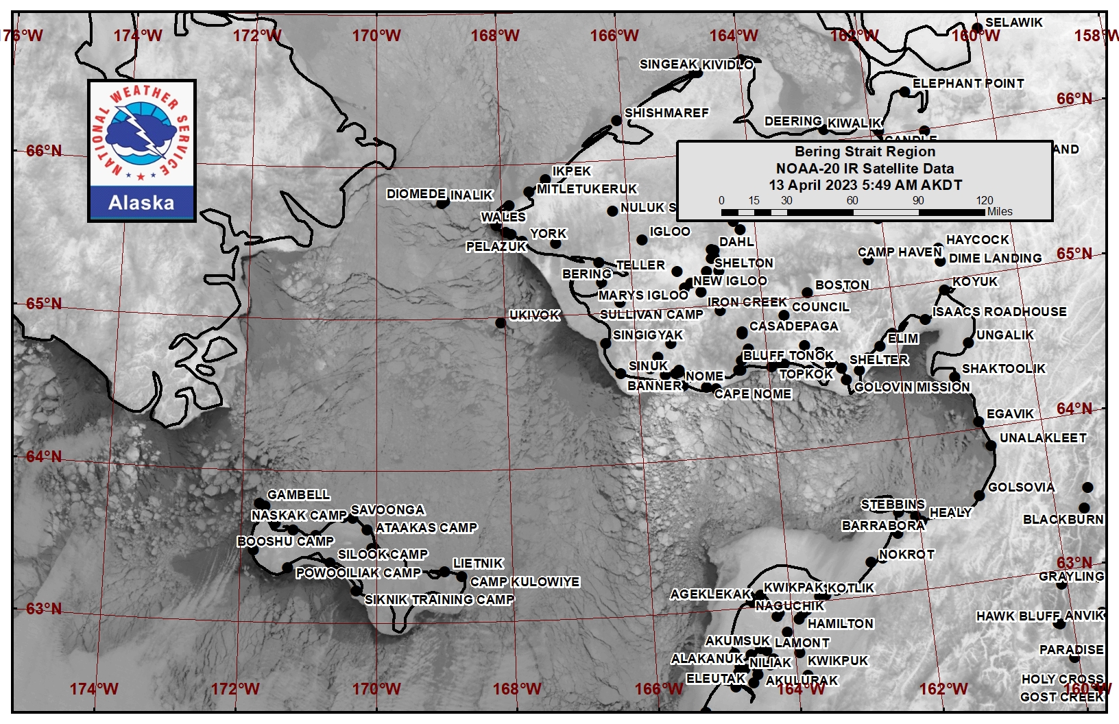 Bering Strait Area Satellite Image