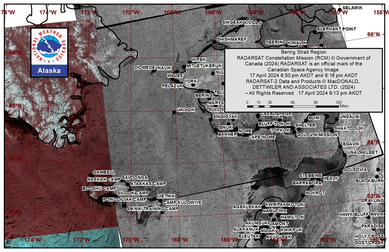 Bering Strait Area Satellite Image