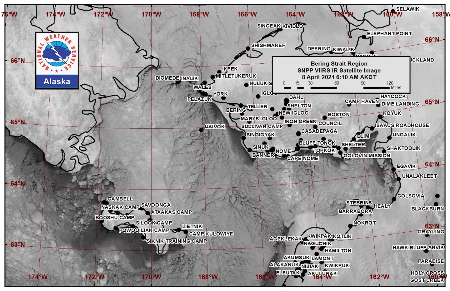 Bering Strait satellite image