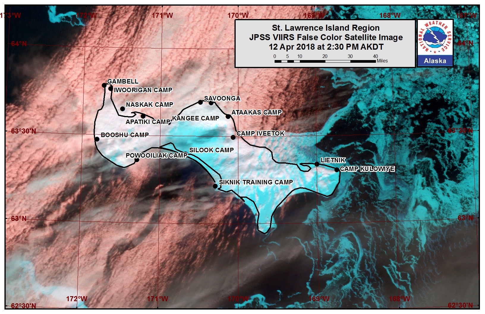 St. Lawrence Island satellite image