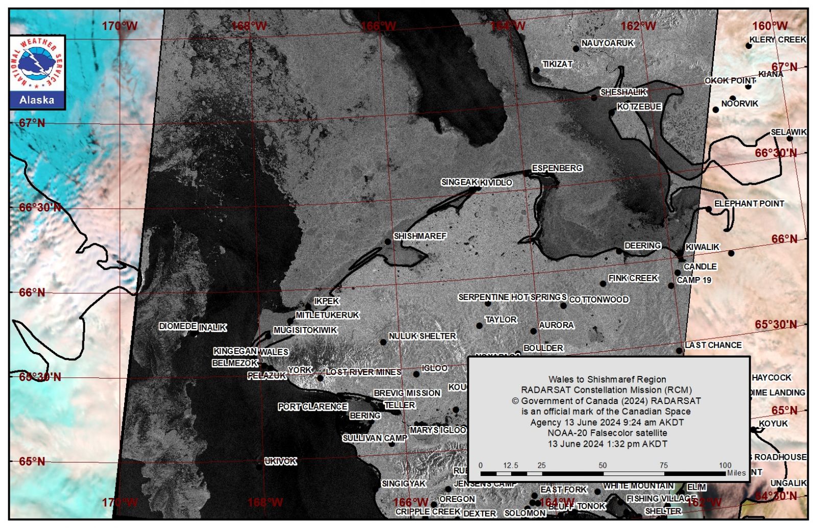 NWS Wales to Shishmaref Area Satellite Image