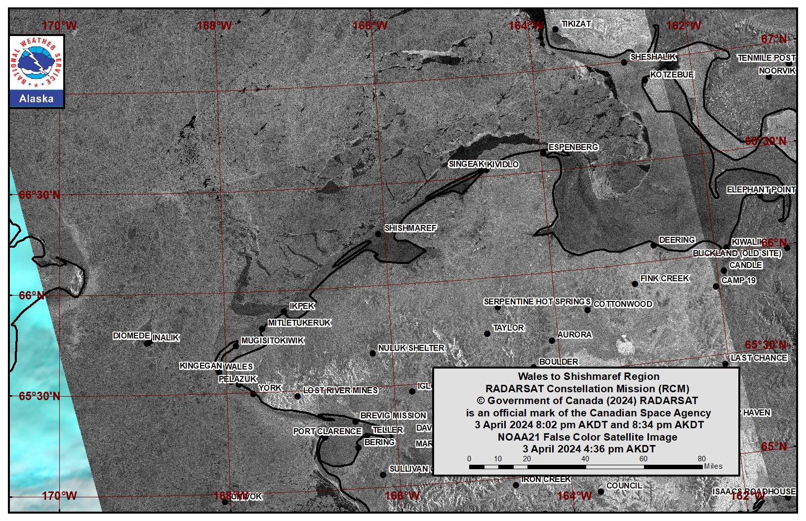 Wales to Shishmaref area satellite image.