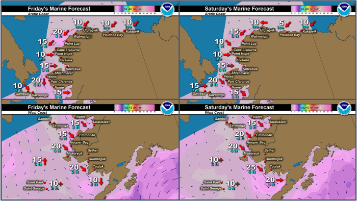 Friday and Saturday regional wind forecast.