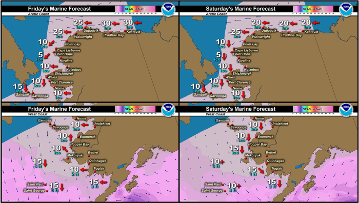 Friday and Saturday regional wind forecast.