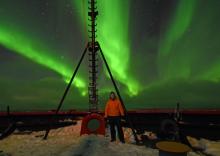 Bill Schmoker with aurora aboard the USCGC Healy